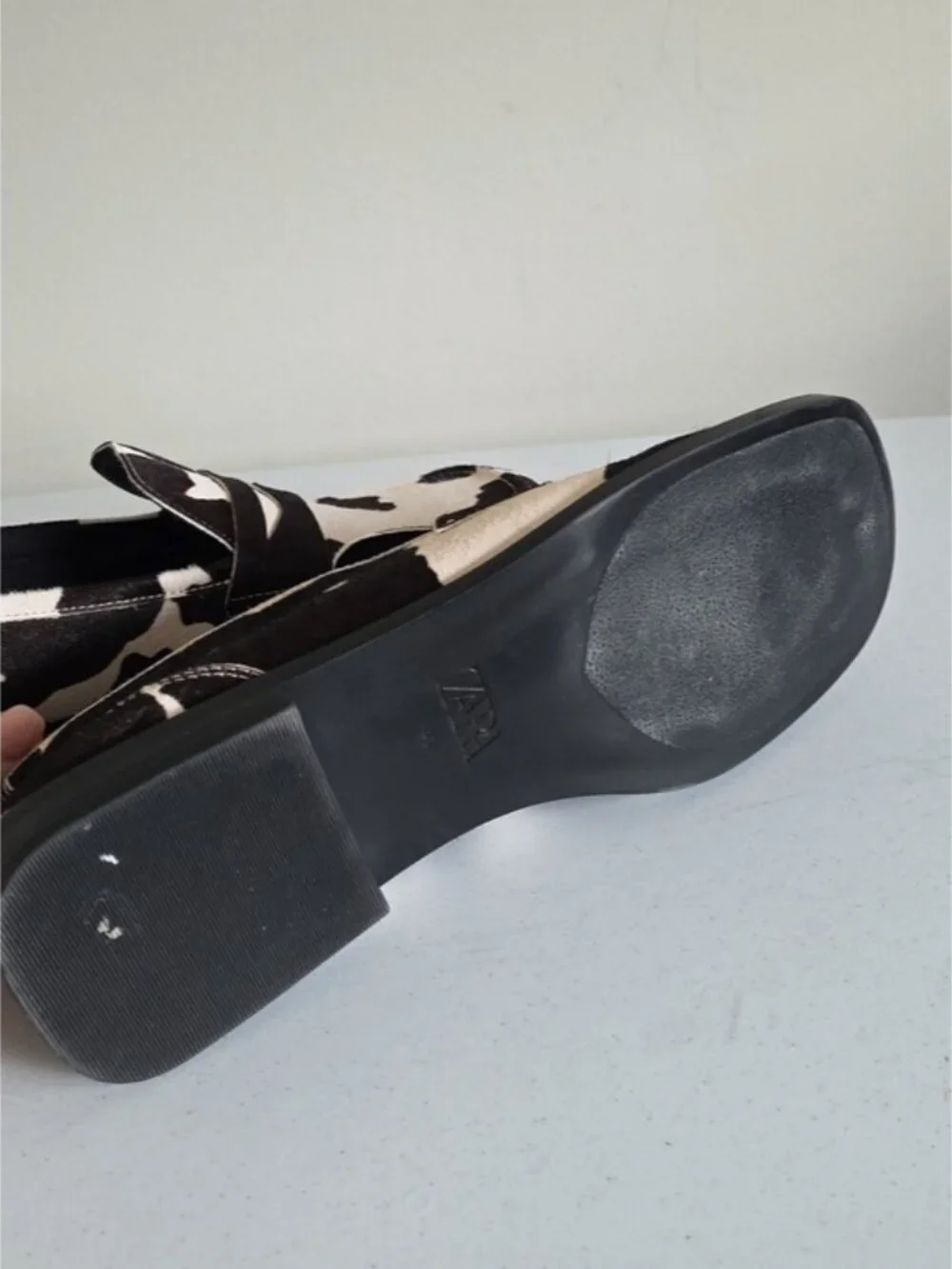 *SOLD* ZARA | animal print leather loafer Brown White Sz 41 - Picture 7 of 8